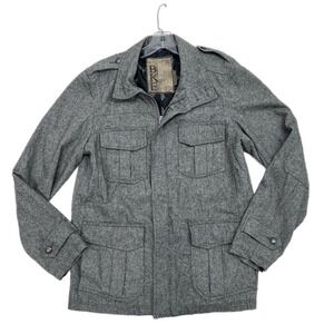 Buckle BKE Jacket Mens Medium Gray Wool Blend Western Cowboy Lined Snap And Zip
